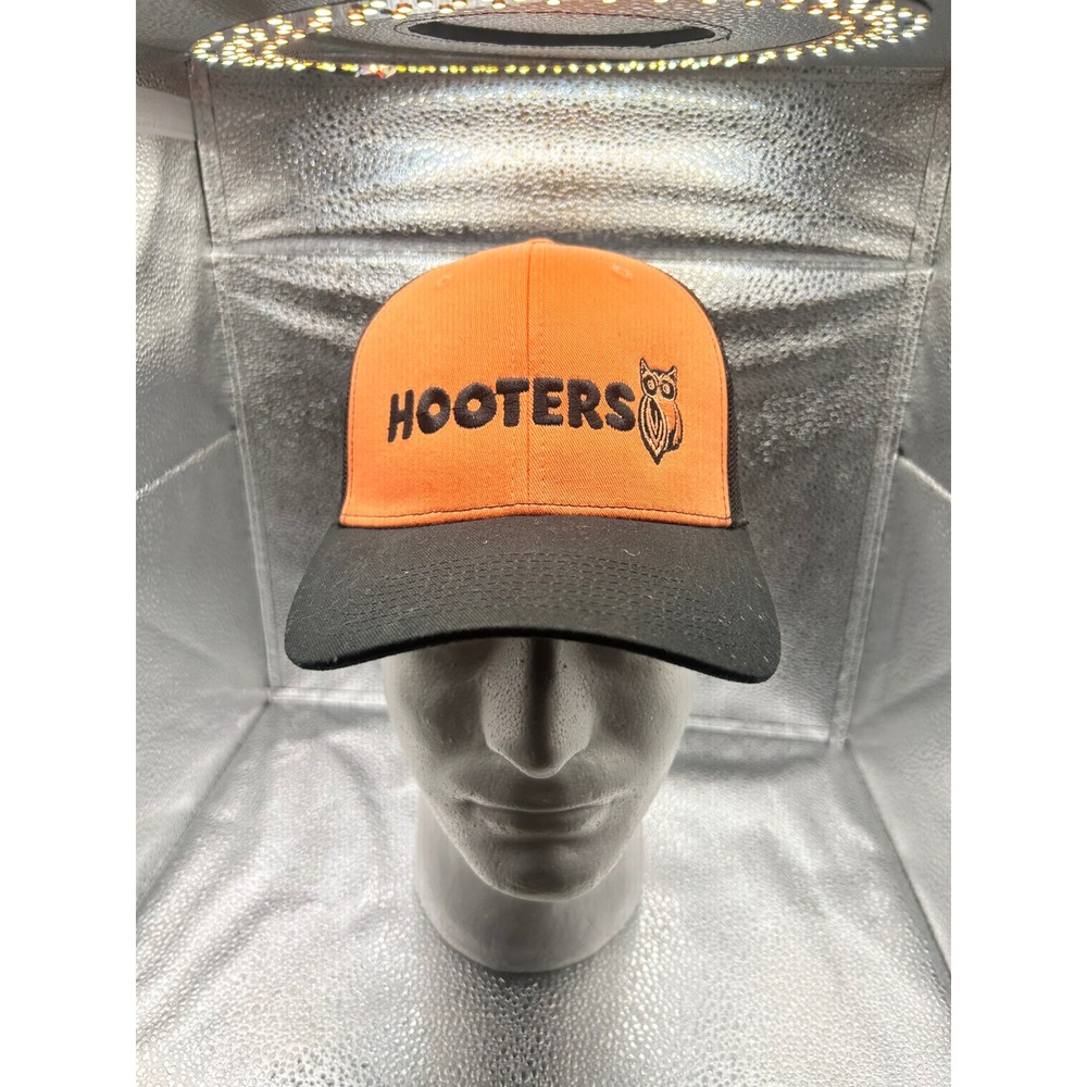 Hooters Trucker Hat Fahrenheit Headwear Orange Black Mesh Snapback Cap 210 OSFM